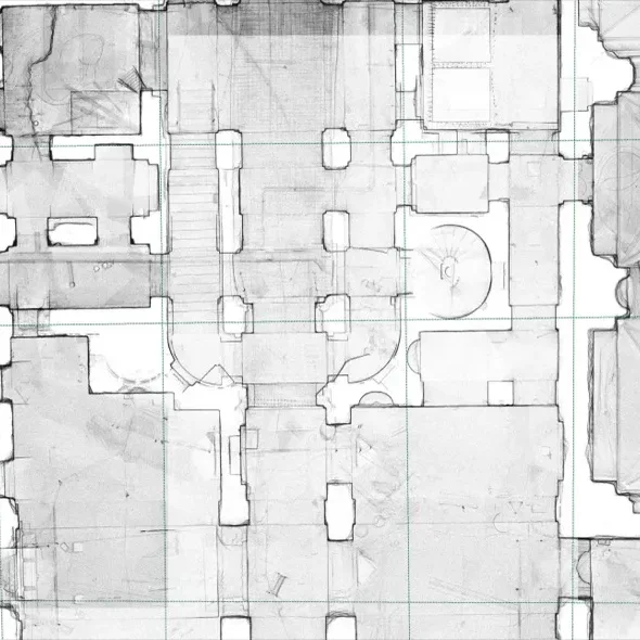 pontfelhő alaprajz, metszet